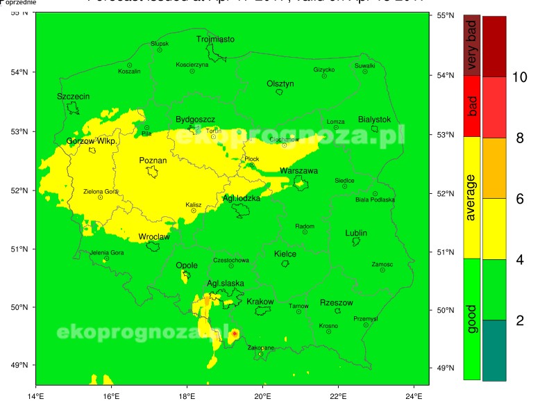 Ekoprognoza na 18 kwietnia 2017 r.