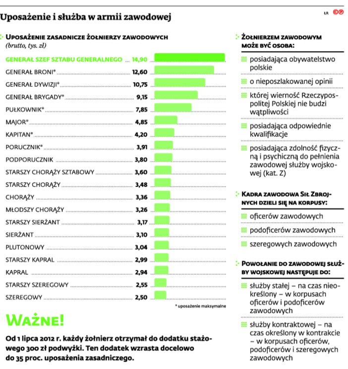 Uposażenie i służba w armii zawodowej