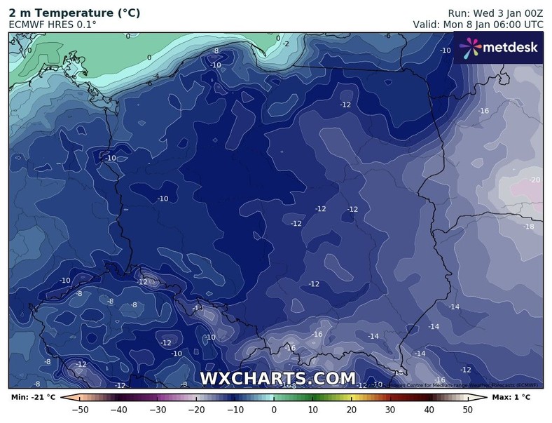 Nocami możliwe są spadki temperatury do -15 st. C, a nawet więcej