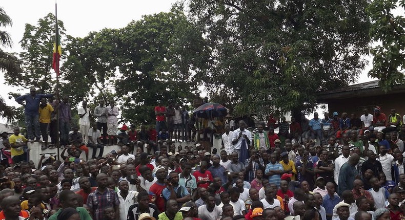 Opposition supporters attend a rally against President Denis Sassou-Nguesso in Brazzaville, Republic of Congo, November 29, 2015. REUTERS/Roch Bouka EDITORIAL USE ONLY. NO RESALES. NO ARCHIVE