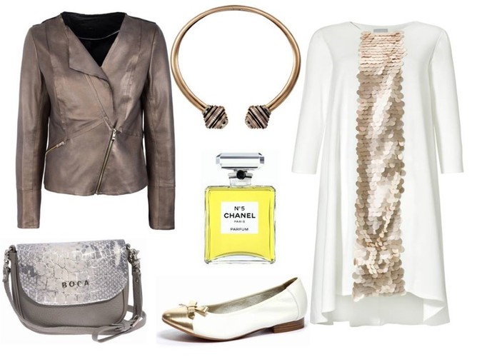 Sukienka- White House/whitehouse.sklep.pl, buty - Caprice/caprice.pl, torebka - Boca/boca.pl, kolia – Cartier/cartier.com.