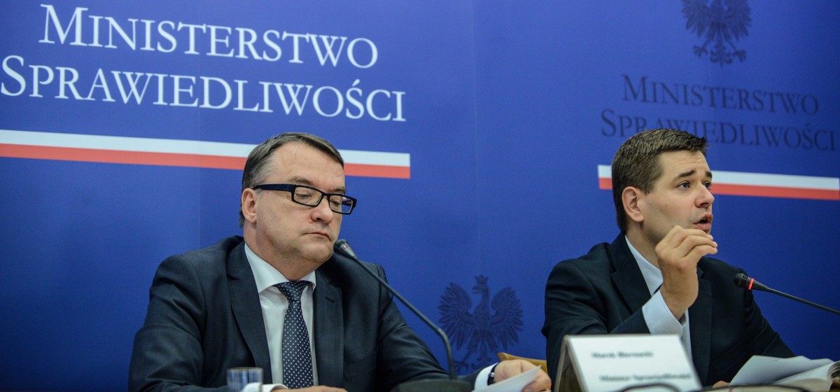Marek Biernacki i Michał Królikowski na konferencji prasowej