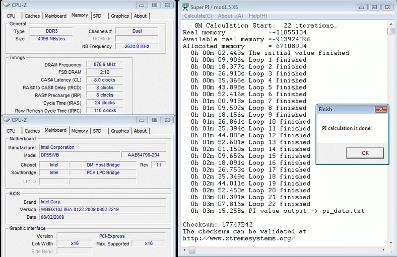 Intel DP55WB i skromny zegar DDR3 1750 MHz