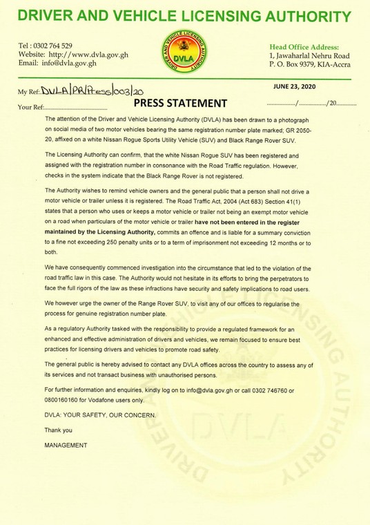 DVLA on registration number for Nana Aba Anamoah's Range Rover gift