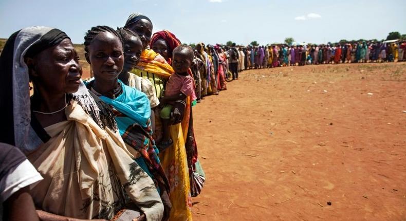 At least 1.9 million people, such as those pictured here, are internally displaced in South Sudan due to war