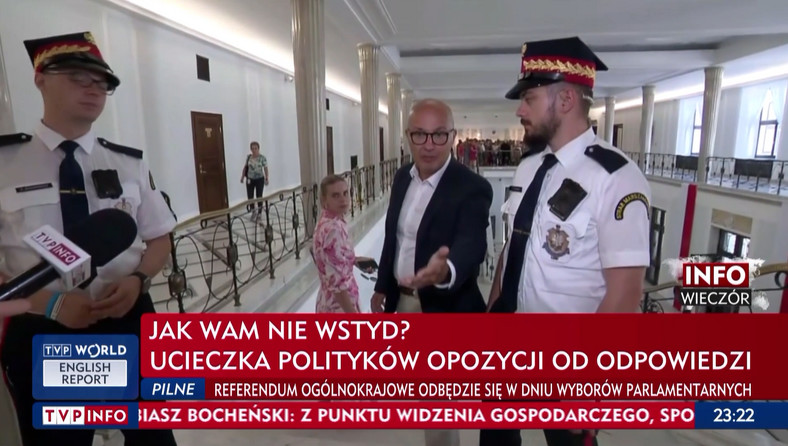 TVP Info do opozycji: "Czy nie jest wam wstyd?" (screen z programu)