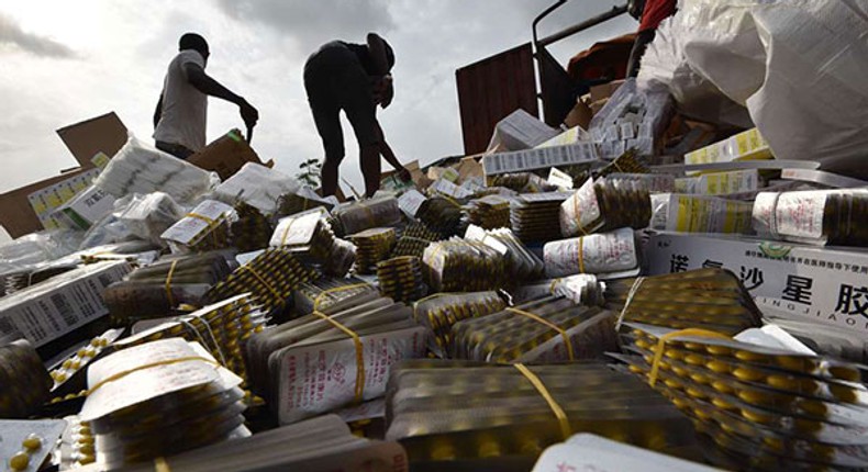 File Image: People unloading boxes of counterfeit drugs from a truck (Twitter)