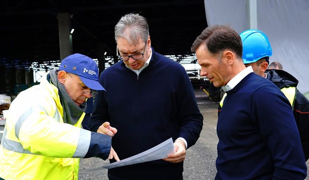 Aleksandar Vučić i Siniša Mali obilaze EXPO gradilište u Surčinu