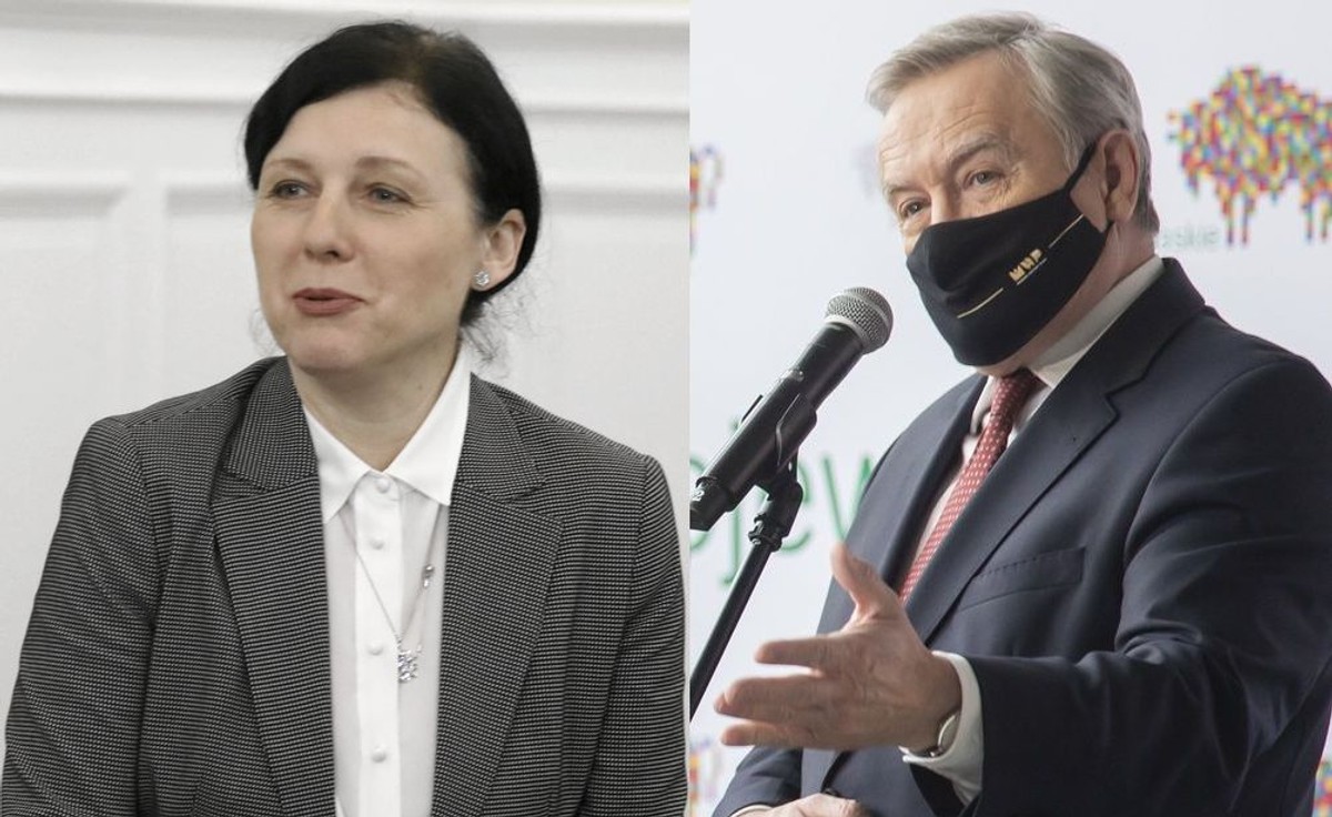 Vera Jourova i Piotr Gliński