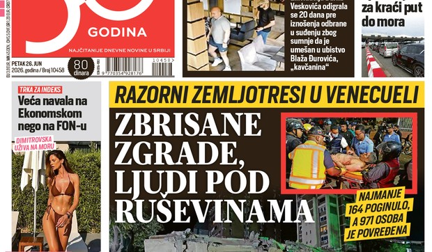 Blic naslovna strana za 26.6.