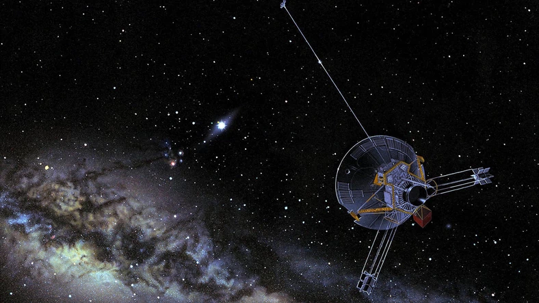 Artystyczna wizja Pioneera 11 w przestrzeni międzygwiezdnej