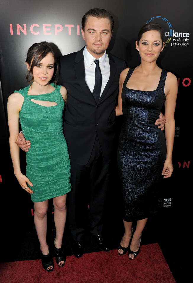 Ellen Page, Leonardo DiCaprio, Marion Cotillard i Joseph Gordon-Levitt na światowej premierze filmu "Inception"