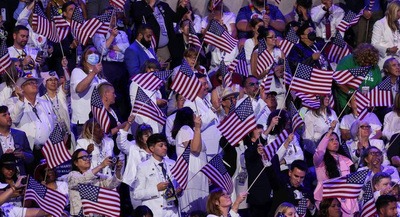 American flags were on full dispaly during the DNC.Mike Segar