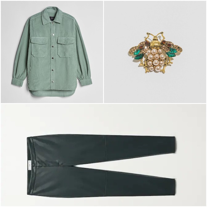 Košulja „Bershka“, pantalone „Mango“, broš „P.... S.... fashion“