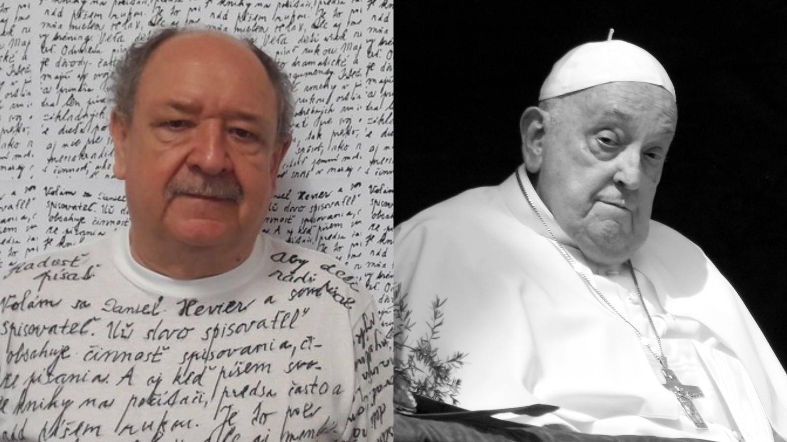 Obľúbený prozaik Daniel Hevier a zosnulý pápež František.