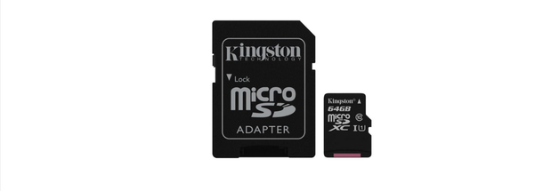 Kingston Canvas Select microSDXC Karta pamięci –64GB class 10 UHS-I U1 - 80Mb:s + adapter SD