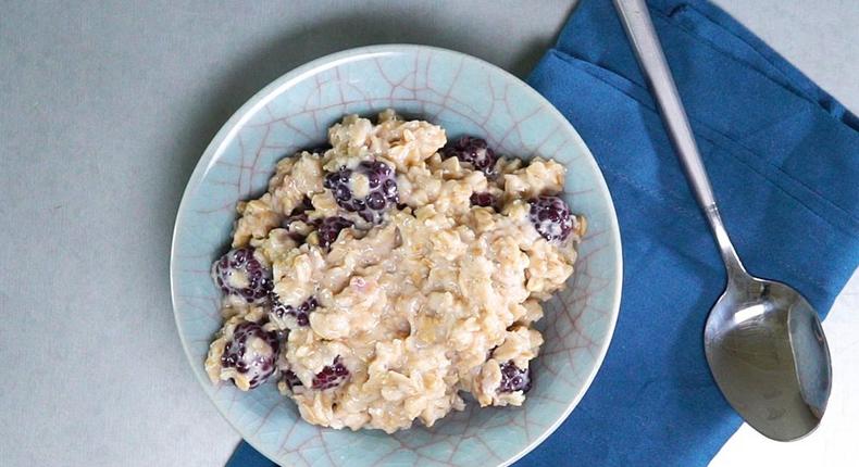 Protein oatmeal with berries.