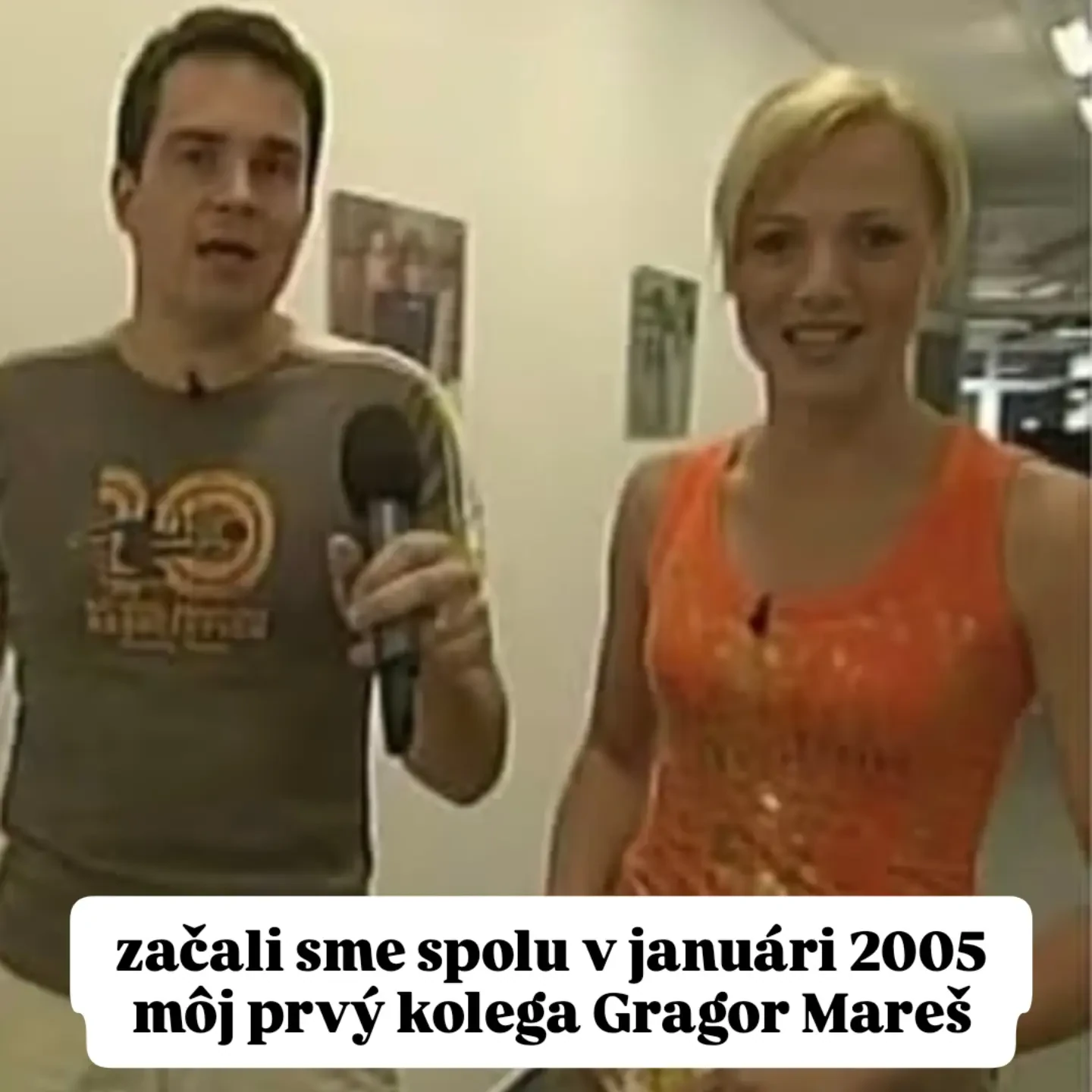 Gregor Mareš a Adriana Kneissl v roku 2005 ako moderátori Telerána. 