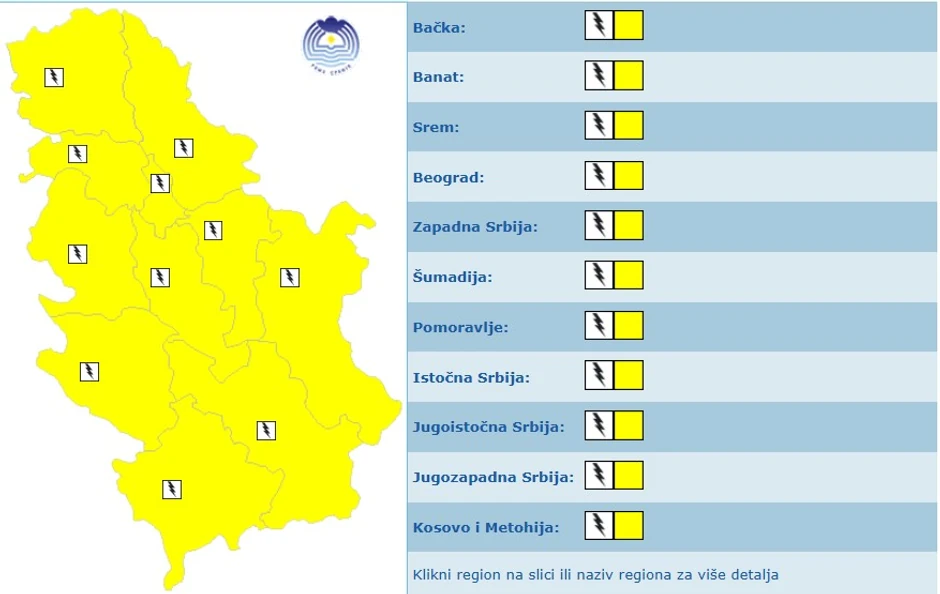 Meteoalarm za petak