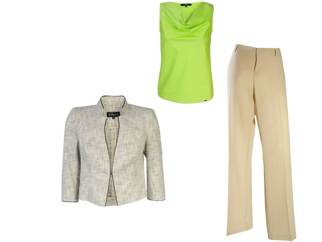 Jak się ubrać na komunię? Propozycje dla kobiet: bluzka Simple, żakiet Caterina, spodnie Stefanel