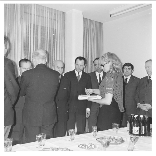 Obchody Dnia Kobiet zorganizowane przez Warszawski Komitet Zjednoczonego Stronnictwa Ludowego w gmachu Naczelnego Komitetu Zjednoczonego Stronnictwa Ludowego, 1970 rok.