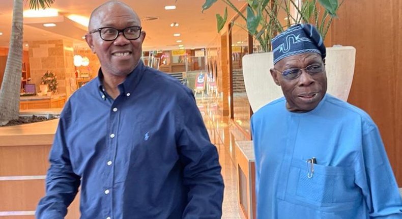 Former President, Olusegun Obasanjo and Labour Party Presidential candidate, Peter Obi.