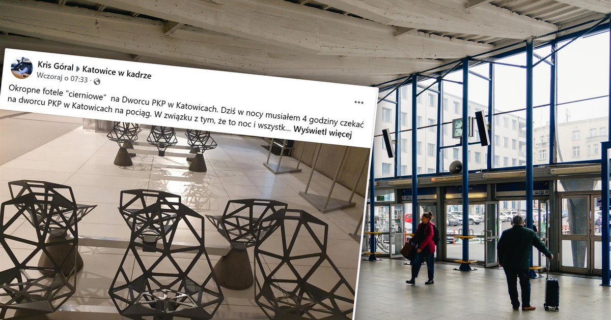Afera na dworcu w Katowicach. Turysta grzmi o "zabójczych fotelach cierniowych"