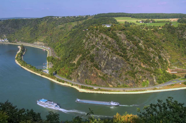 Ren. Okolice skały Loreley. Zdjęcie archiwalne