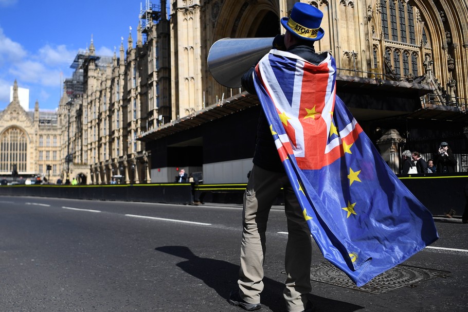 Zwolennik pozostania Wielkiej Brytanii w Unii Europejskiej. Londyn, 25 marca 2019 r.