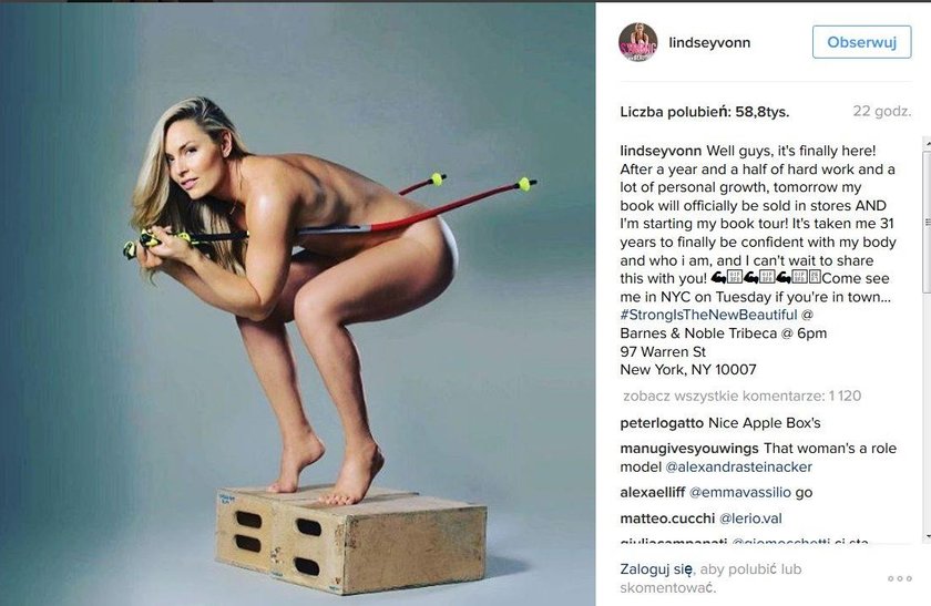 Lindsey Vonn pokazała się nago! Gwiazda "symbolem zdrowej kobiety"