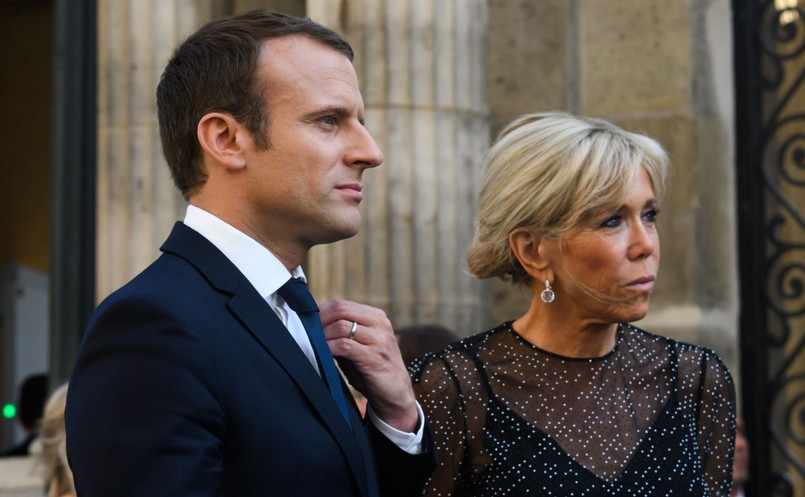 Emmanuel Macron z żoną