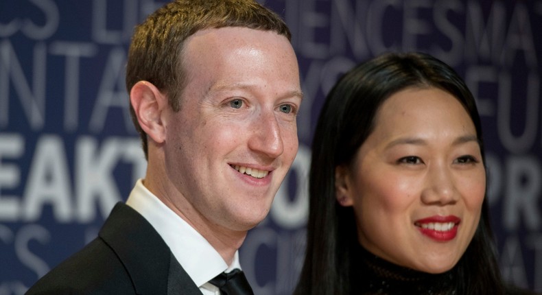 Mark Zuckerberg and his wife Priscilla Chan.