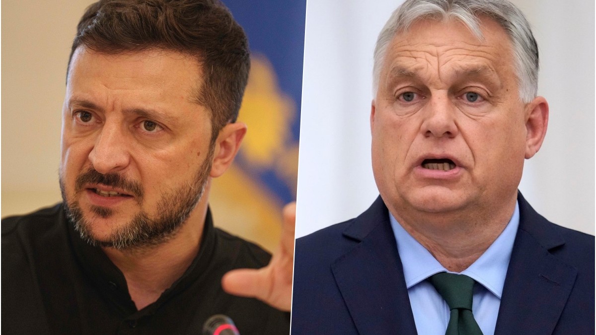 Ukrajinský prezident Volodymyr Zelenskyj a maďarský premiér Viktor Orbán.