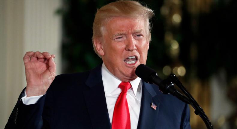 President Donald Trump speaks before bestowing the nation's highest military honor, the Medal of Honor, to retired Army medic James McCloughan during a ceremony in the East Room of the White House, Monday, July 31, 2017, at Washington.