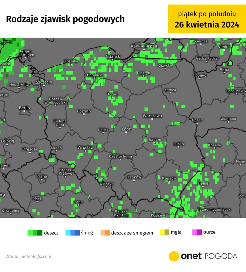 Lokalnie może padać, ale będą to wyłącznie przelotne i słabe opady