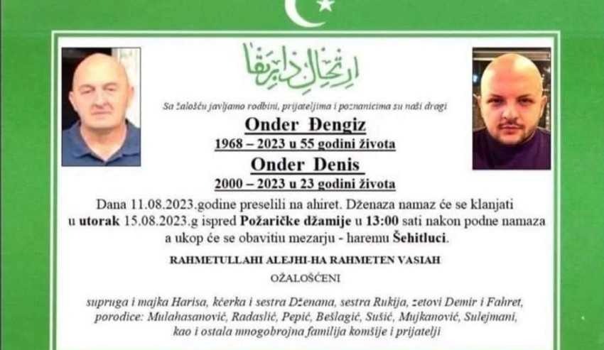 Smrtovnica Džengiz Onder Džegiz Denis