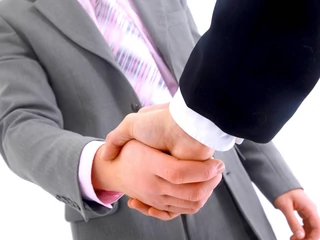 handshake isolated on white background.