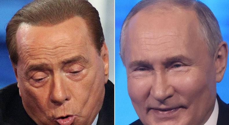 The late Italian Prime Minister Silvio Berlusconi (left) and Russian leader Vladimir Putin (right).Marco Ravagli/Future Publishing via Getty Images; Contributor via Getty Images