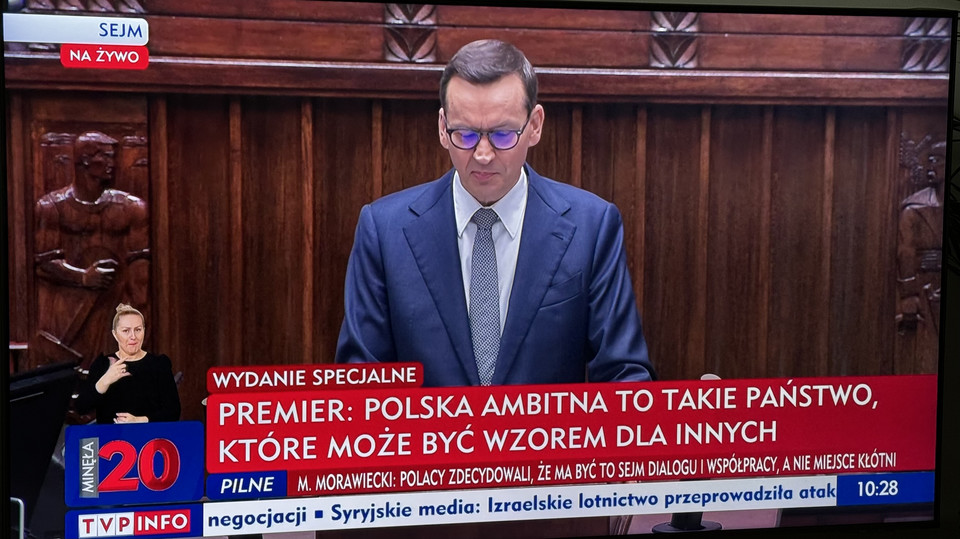 Tak TVP Info i TVN24 pokazywały exposé Mateusza Morawieckiego 