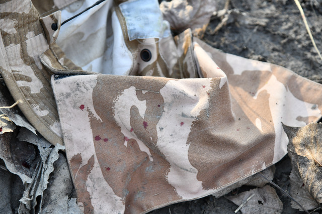 Pieces of clothing found at the scene of the conflict