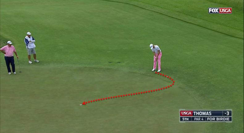 Justin Thomas sank a crazy putt at the US Open.