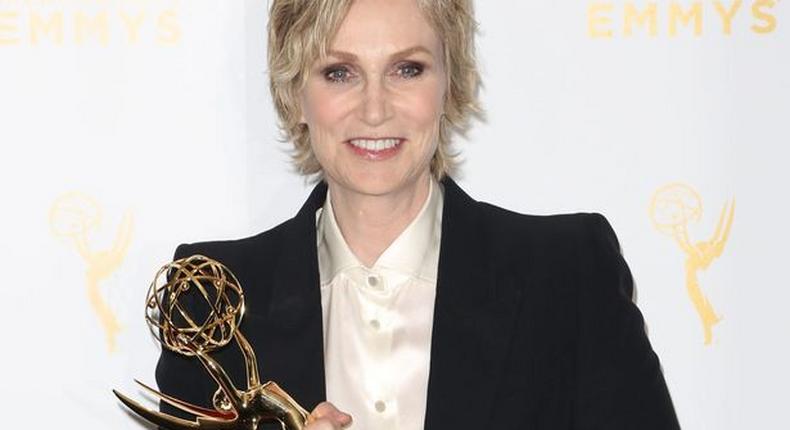 Glee star Jane Lynch at the 2015 Creative Arts Emmy Awards. 