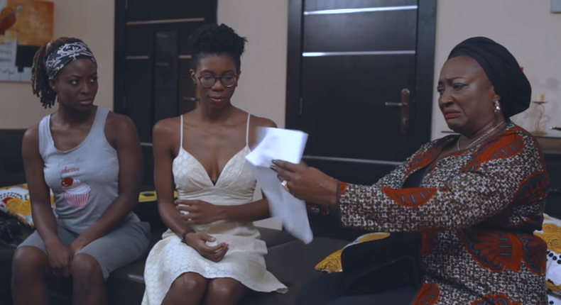 Folu Storms, Sonia Irabor and Rekia Atta in scene from the third episode of 'Man of her dreams' [YouTube/BukaFedGeeks]