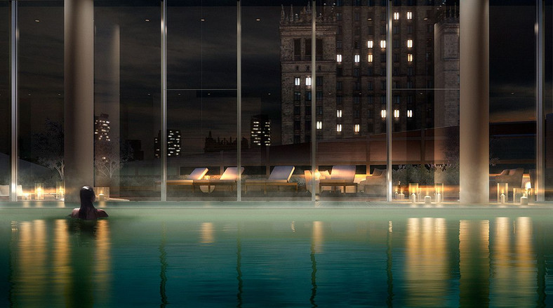 Złota/Apartamentowiec Złota - wizualizacja 25-metrowego basenu na 8 piętrze