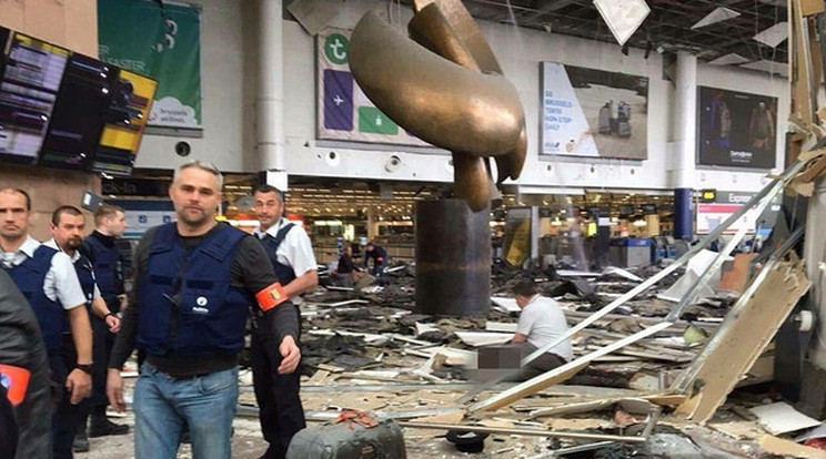 Robbanás után a brüsszeli reptéren /Fotó: Twitter