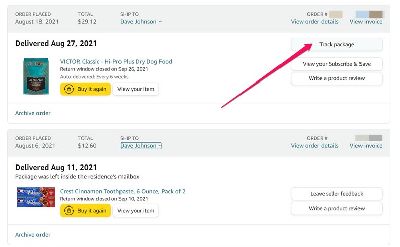 You can track a shipment from the Amazon website by going to the Your Orders page.