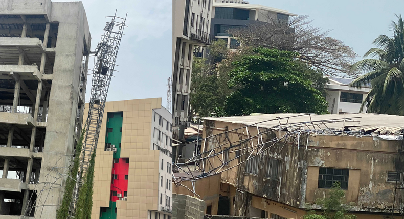 Remains of collapsed Ikoyi building crashes on neighboring homes