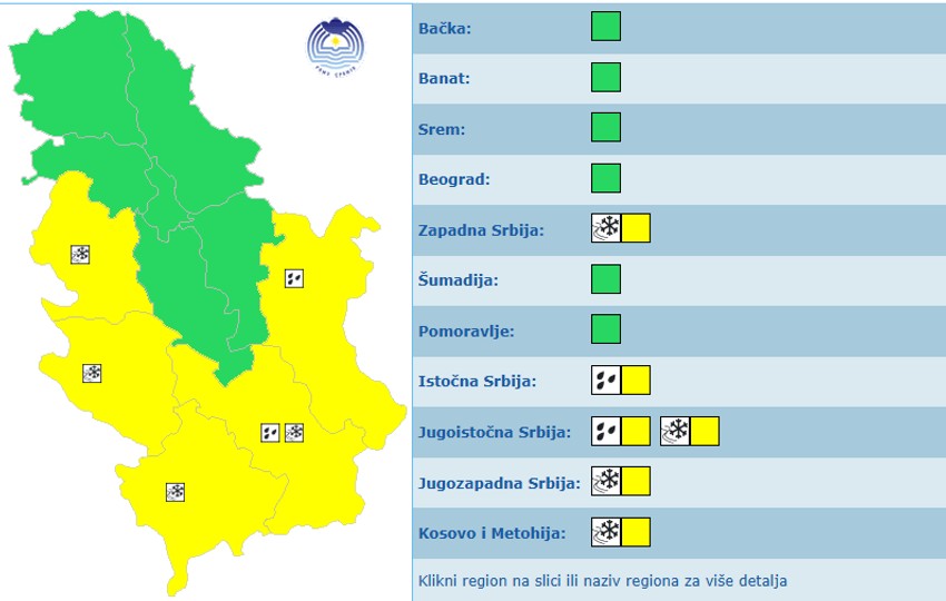 Meteoalarm za sutra