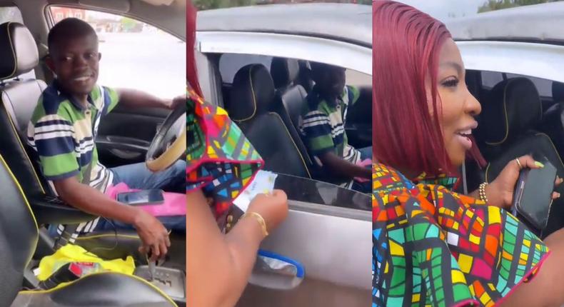 Nollywood actress in shock as Ghanaian taxi driver returns phones left in his car (VIDEO)