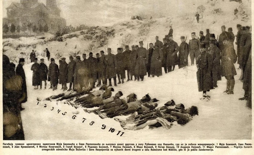 Petar Zvicer je ubijen u komitskoj grupi Raspopovića krajem 1924. godine. Njegovo telo je na ovoj arhivskoj slici označeno brojem 9